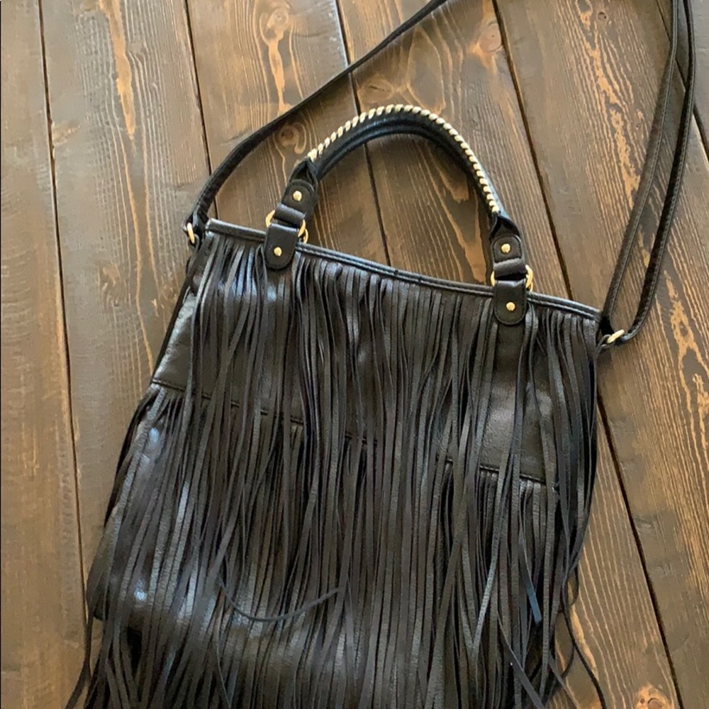 Fringe black purse.